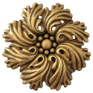Museum Reproductions Gold Tone Flower Brooch Pin, Signed E77